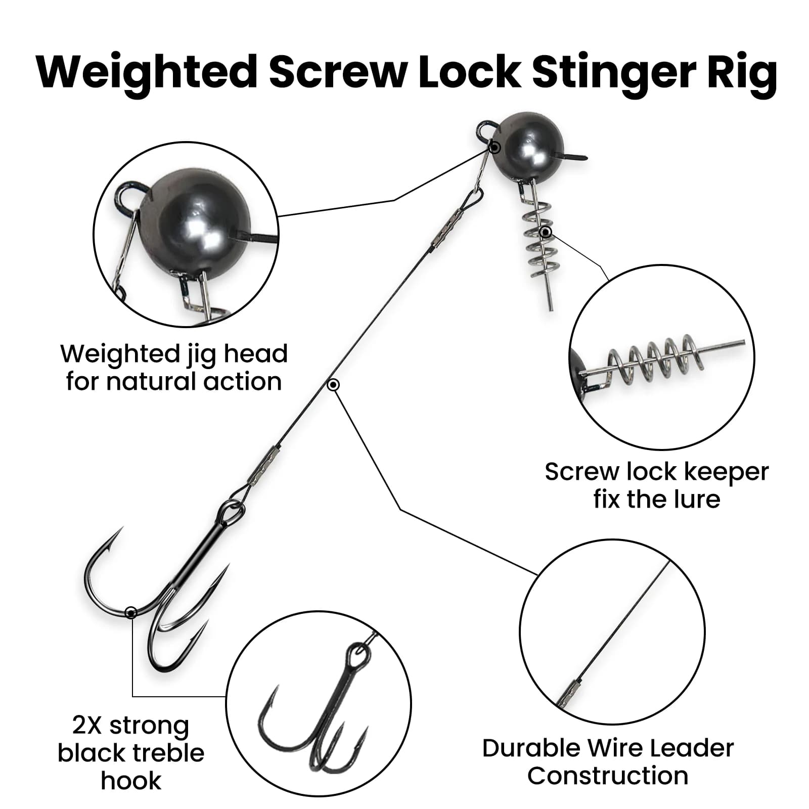 Üçlü Kanca İçeren Vida Başlı Turna Takımı (Pike Stinger Rig)