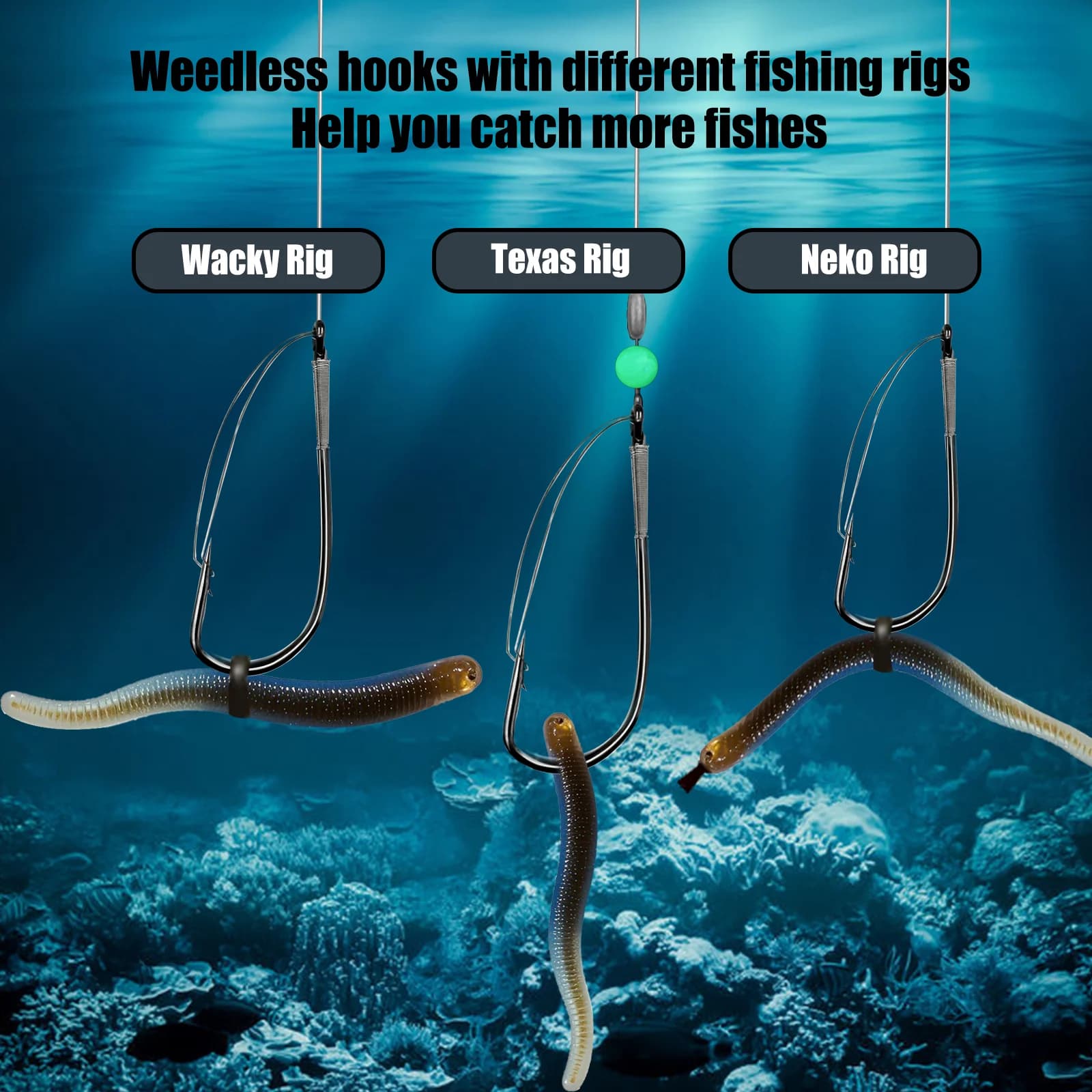 Otlu Su İçin Wacky Rig Solucan Kancaları, 10-30 Adet
