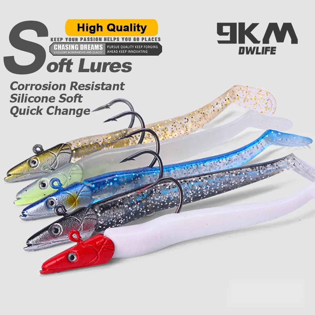Jig Başlıklı ve Kancalı Yumuşak Lure Swimbait, 1-5 Adet, 12.5cm